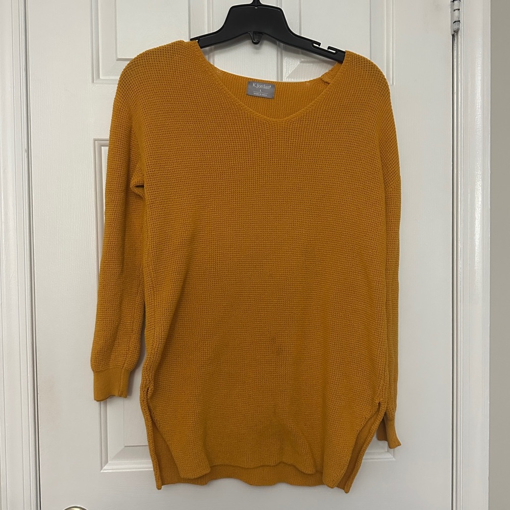 K Jordan Women's V-Neck Sweater in Mustard